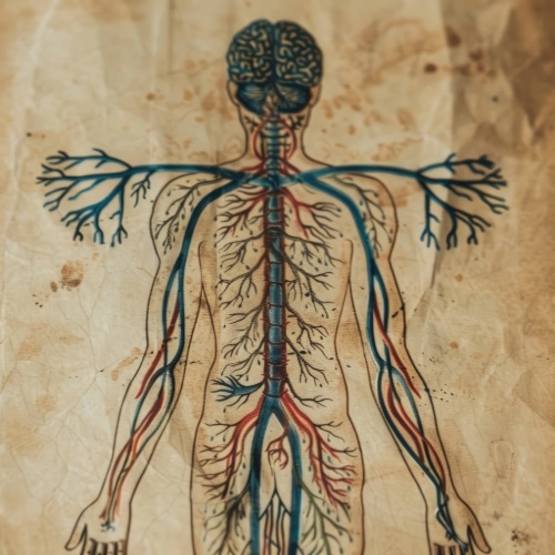 Illustration of the human nervous system against a white background