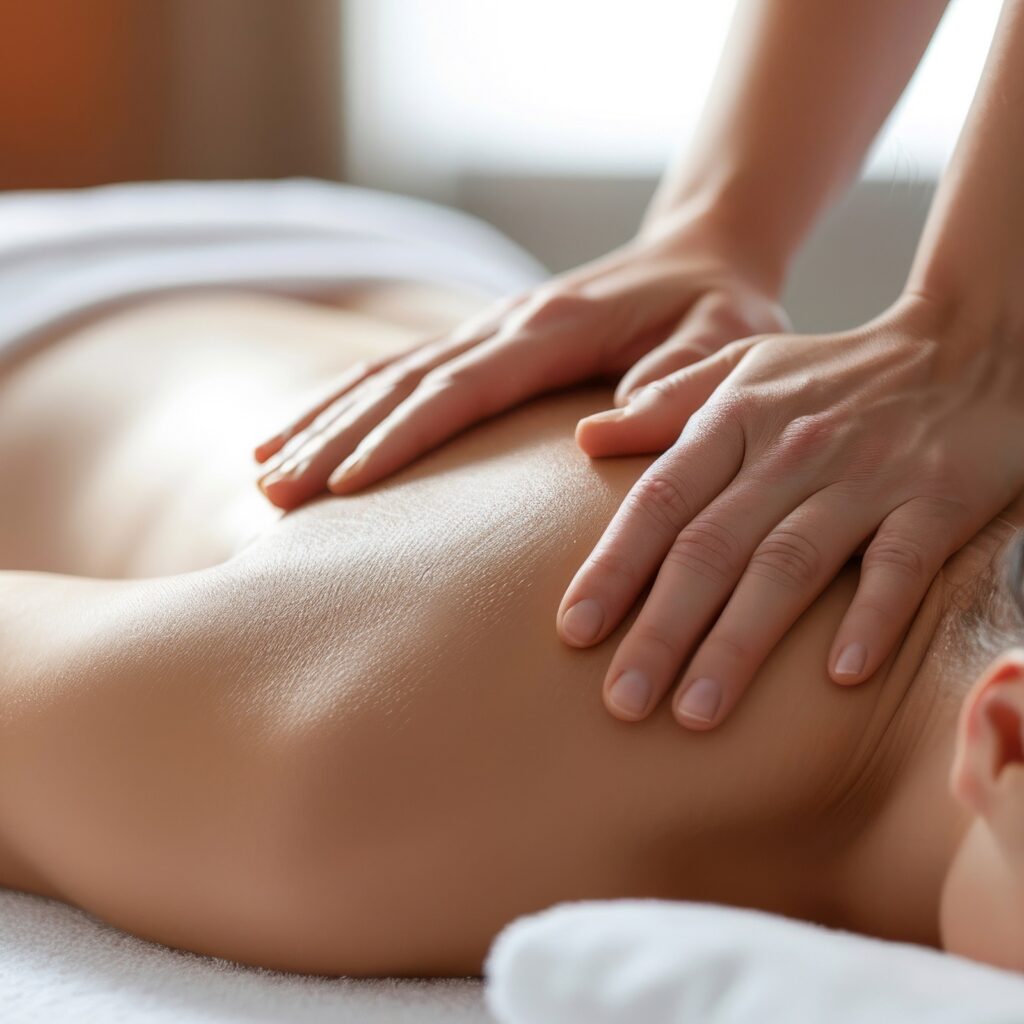 Woman receiving a somatic healing session, focusing on body-based therapy for emotional and physical healing.