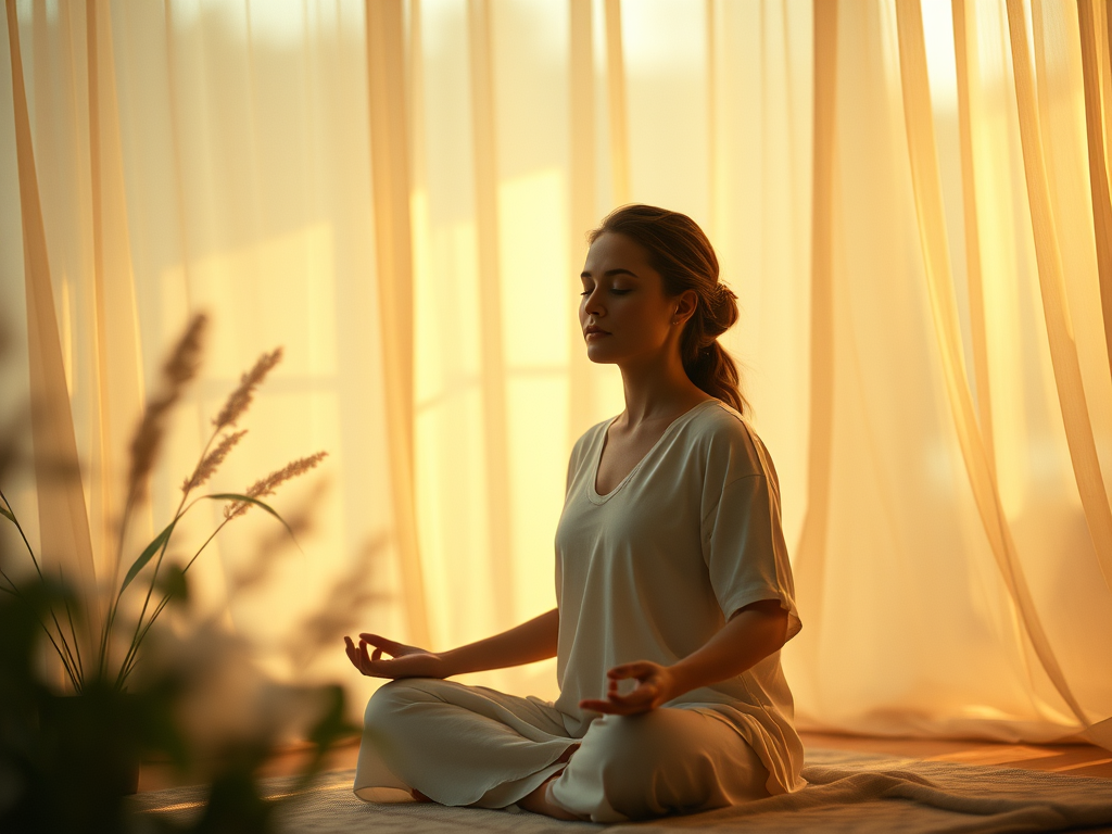 Woman practicing mindful meditation for anxious attachment healing and nervous system regulation