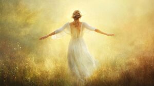 Authentic Living Freedom Somatic Healing Abi Beri - Somatic Therapy Ireland Woman with arms outstretched in golden field experiencing freedom and nervous system regulation - Somatic Therapy Ireland by Abi Beri